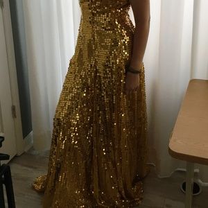 Evening Dress Prom Gown Gold Sequins